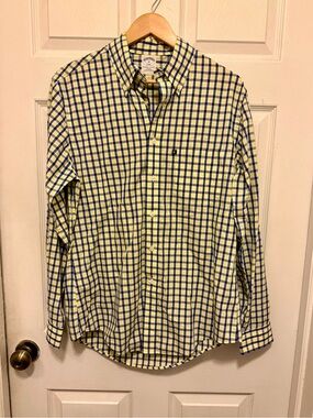 Men's Yellow & Blue Check Button-Down Shirt